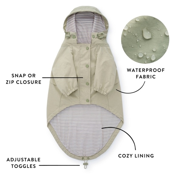 The Foggy Dog Sage Green Dog Raincoat Medium - Picture 2 of 5